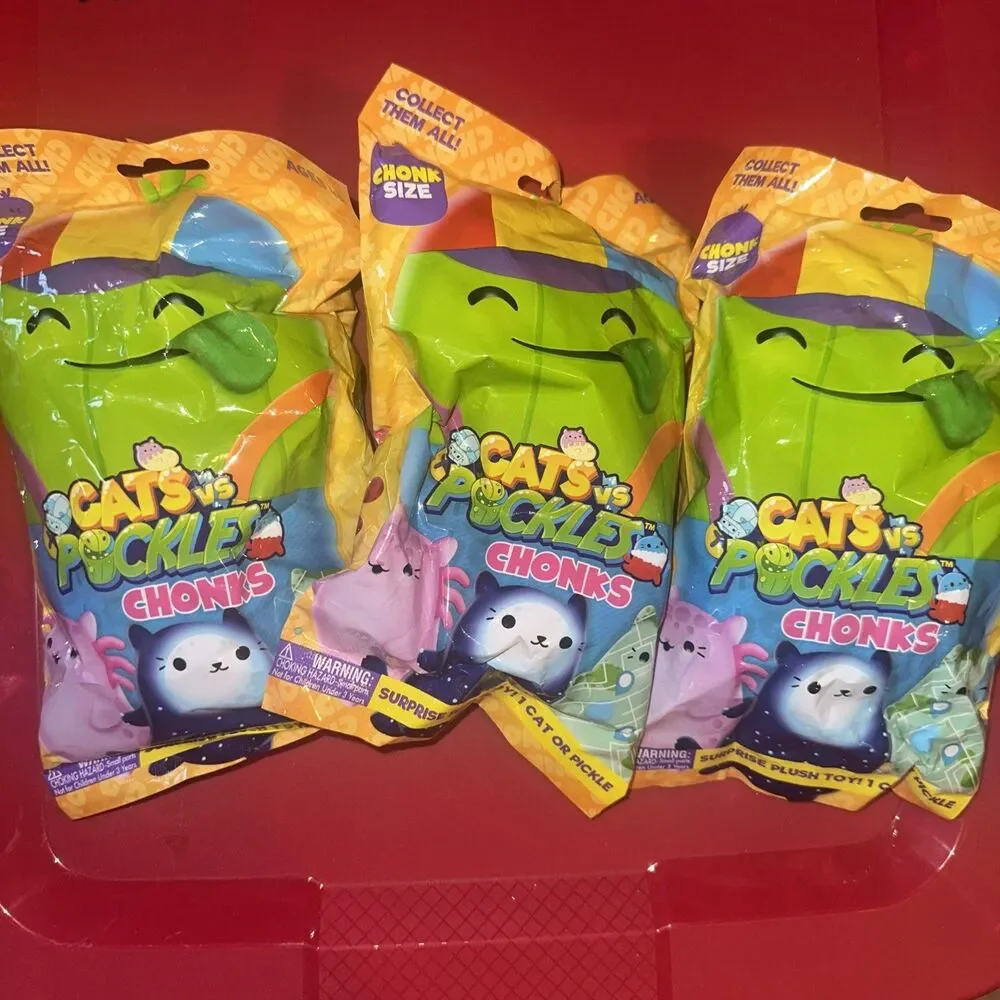 Lot Of 3 Cats vs Pickles Chonks, Mystery Bag New Unopened